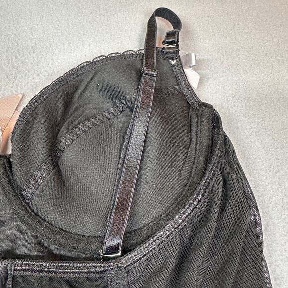 iCollection Nightie Womens Medium Black Silver Lace V Neck Bustier Corset Style - Picture 12 of 13